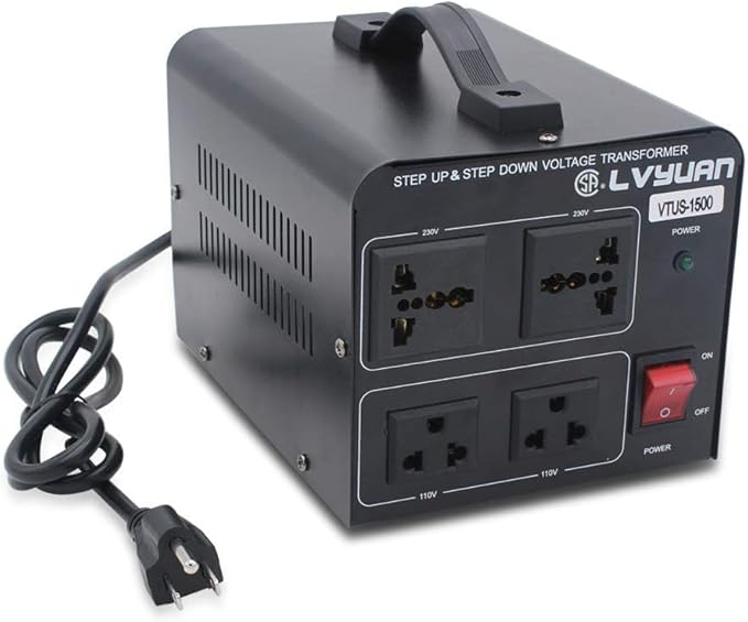 Cantonape Voltage Transformer Converter 1500 Watt Step Up/Down Convert from 110-120 Volt to 220-240 Volt and from 220-240 Volt to 110-120 Volt with 2 US Outlets, 2 Universal Outlets