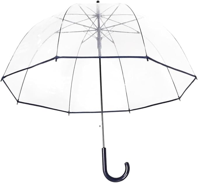 Clear Bubble Umbrella - Automatic Opening Clear Dome Umbrella with the Stylish J-Shaped Handle for Men and Women, Wedding, Outings and Large Group Gatherings, Graduations, Proms, or Daily City Walks