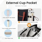 LOVEVOOK Tote Bag for Women, Puffy Work Tote with Large Cup Holder, Quilted Laptop Bag Travel Tote Shoulder Bag Handbag