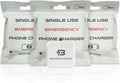 3-Pack Single-Use Emergency Phone Charger | Dead Phone? Just Plug in — No Cables Needed | Lightning | Pre-Charged | TSA-Approved