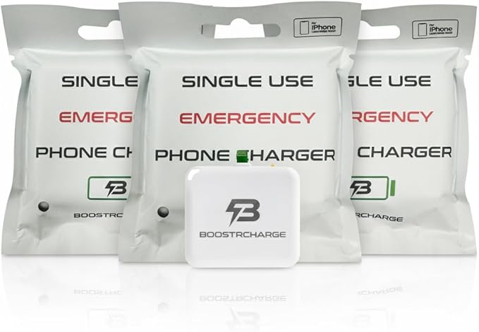 3-Pack Single-Use Emergency Phone Charger | Dead Phone? Just Plug in — No Cables Needed | Lightning | Pre-Charged | TSA-Approved