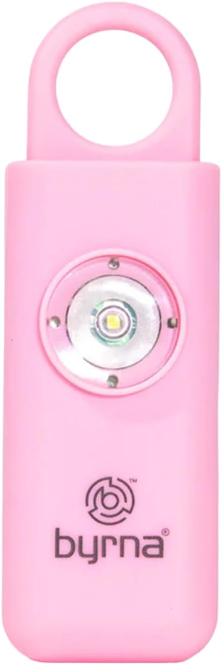Byrna Banshee Personal Safety Alarm - 130db Loud Military Grade Self Defense Emergency Keychain Siren Device with LED Strobe Alert Light for Women, Men, Children, Elderly, Hikers and Runners (Pink)