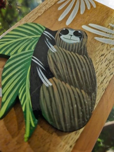 Tapanti store.Chorreador,Costa Rican handcrafted foldable wooden pour-over coffee maker.Includes a reusable cloth filter.Embedded Sloth wooden hand painted design.Light Cedar.Perfect for travel