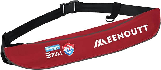 Automatic Inflatable Belt Pack Water Sports Jacket Waist Belt PFD for SUP Paddleboarding Fishing Boating Kayaking（fit 80-330 lbs） (Red)