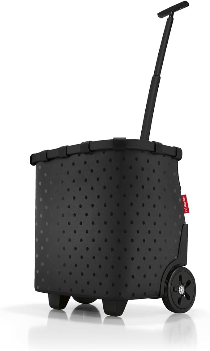 reisenthel carrycruiser glossy dots black - Portable shopping trolley with sturdy aluminum frame, shoulder strap and removable mesh inner bag -water-repellent