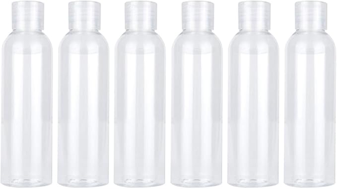 ORFOFE 6pcs 120ml Flip-top Refillable Travel Bottles, Empty Shampoo and Toiletries Containers for Bathroom and Cosmetic Use