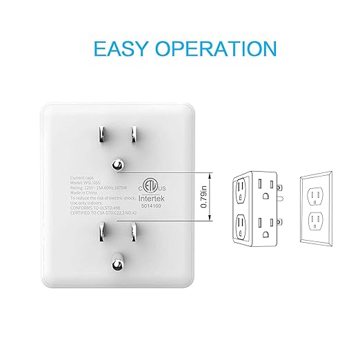 Outlet Extender, HICITY Multi Plug Outlet with 6 Electrical Outlets Adapter, 3-Prong Wall Outlet Tap for Cruise Ship Home Office Dorm, White (3 Pack)
