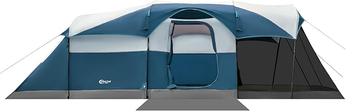 PORTAL 6/8/10 Person Family Camping Tent with Screen Room, Water Resistant Big Tunnel Tents with Rainfly, Large Family Tent for Camping, Outdoor, Patio