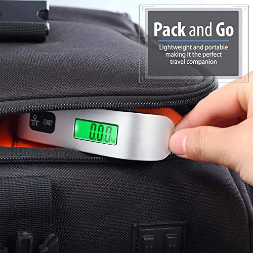 Electronic Backlit Luggage Scale up to 110lb (50kg) Capacity, Accuracy: .02lb (10g), with Thermometer (Battery Included) by EX ELECTRONIX EXPRESS