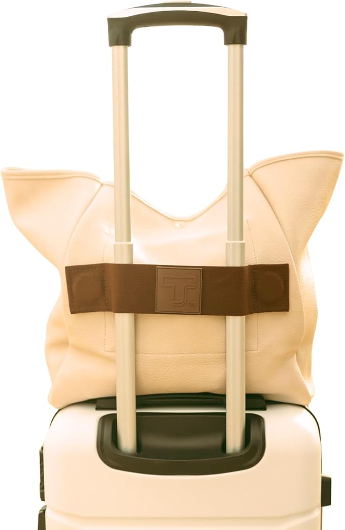 Trolley Strap Carryon Luggage Strap Over Suitcase Handle for Attaching Carryon Bag Travel Accessories TSA Approved Carry-On Add a Bag Belt Sleeve for A Tote Backpack Purse (Dark Brown)