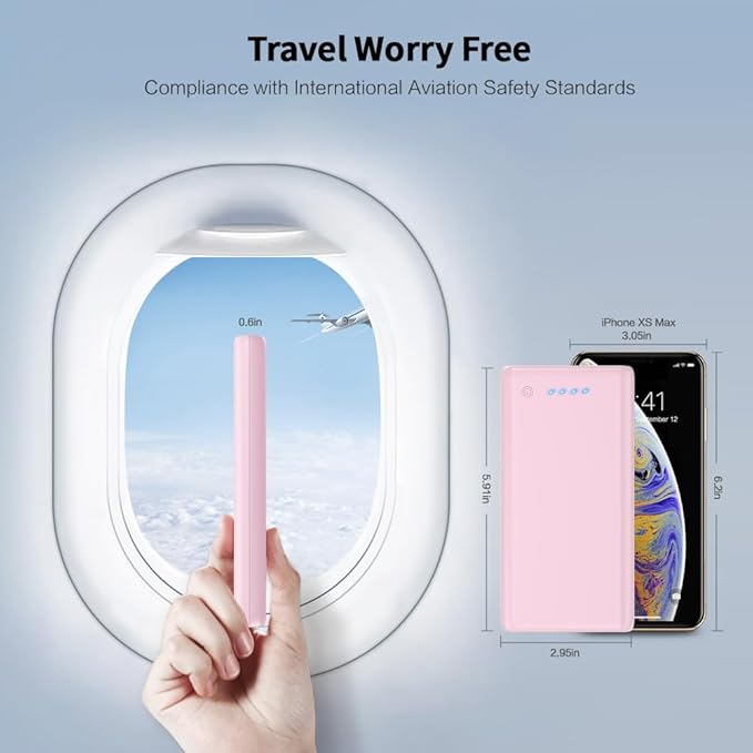 Portable Charger Power Bank 26800mah,Ultra-High Capacity Safer External Cell Phone Battery Pack,2 USB Output High Speed Charging Power bank Compatible with iPhone 17/16/15/14/13 Samsung Android-Pink