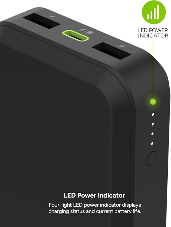 Mophie powerstation prime20 - Ultra-Compact Portable Power Bank with 20,000mAh Internal Battery, 18W USB-C PD Fast Charging, 3-Device Simultaneous Charging, Shamrocks
