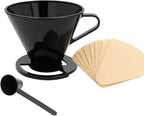 Single Cup Pour Over Coffee Dripper with Scoop & 10 Filters – #2 Cone Style Manual Brewer, BPA-Free Plastic, Portable Dishwasher Safe Coffee Maker