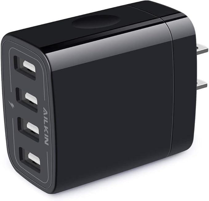 USB Wall Charger, 2-Pack AILKIN 4.8A 4-Port USB Plug Cube Brick Charging Box Wall Charger Plug, Charging Block for iPhone 17 16 15 14 13 Pro Max 12 11Pro Max/XR Plus, Samsung Galaxy S23 S22 S21