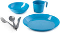 GSI Outdoors Cascadian Table Set I 6-Piece Camping, Backpacking Mess Kit, Plastic BPA Free, Plate, Bowl, Mug, Cup & Cutlery Set
