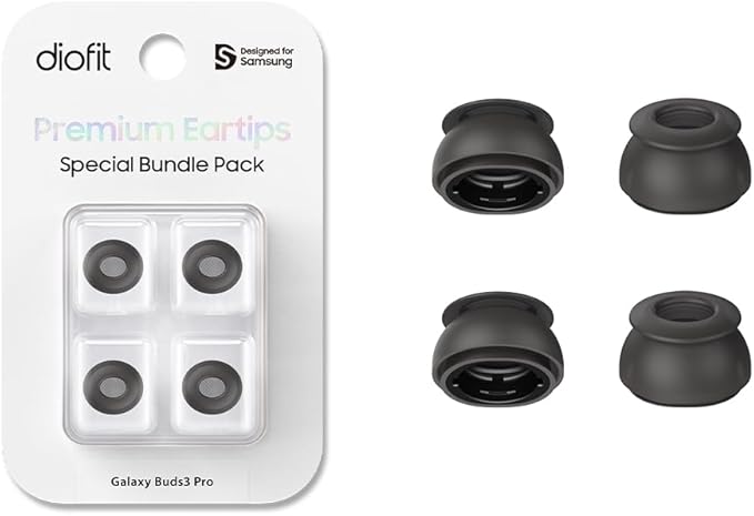 Premium Multi-Flange Eartips for Galaxy Buds3 Pro (Black, X-Small) – Always Fits, Never Slips