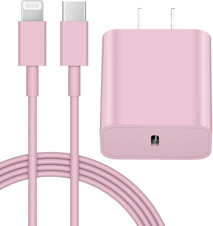 iPhone 14 13 12 Fast Charger 20W PD USB C Wall Charger with 6FT Fast Charging Cable for iPhone 14/14 Pro/14 Pro Max/14 Plus/13/12/11/Pro/Pro Max/Mini/Xs Max/X, iPad - Pink
