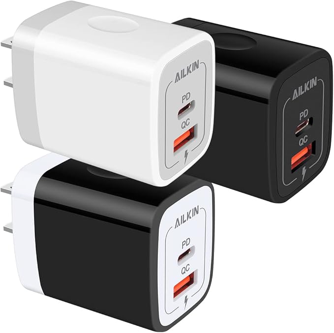 [3Pack/20W] USB C Charger Adapter, Dual-Port PD USBC Wall Charger Block for iPhone 17 Air 16e 16 Pro Max 16Pro 15, Type C Brick Power Box Quick Charge Cargador Cube Base for Samsung Galaxy S25 Ultra
