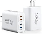 40W USB C Charger Block, 2-Pack, 4 USBC Ports, Type C Wall Plug USB-C Fast Charging, iPhone Charger Adapter Box Cube for iPhone 17, 17 Air, 17 Pro, 17 Pro Max,16, 15, 14, 13, 12, Samsung Phone