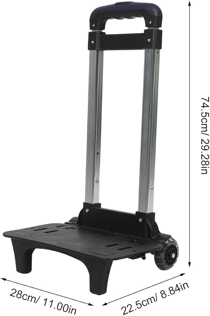 ULTECHNOVO Backpack Trolley Frame with Blue Lightweight Six Wheels, Telescopic Schoolbag Carrier, Utility Rolling Cart for Outdoor and School Use