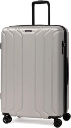 NONSTOP NEW YORK Luggage Expandable Spinner Wheels hard side shell Travel Suitcase Lightweight, TSA Lock, Double USB Port (Silver, 3-Piece Set (20/24/28))