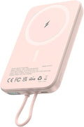 AsperX Wireless Portable Charger, 10000mAh Magnetic Power Bank with Type-C Cable, 22.5W PD Fast Charging Output Portable Battery Pack for iPhone 17/16/15/14/13/12/ All Series, Pink