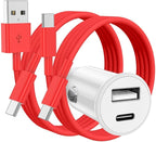 USB C Car Charger for iPhone 17 16 15 Pro Max, 40W Dual Port USB-C & USB-A Car Fast Charging Adapter, 2X3FT C to C Cable & A to C Carplay Cable for iPhone 17 16 15 Series/iPhone Air, iPad, Samsung-Red