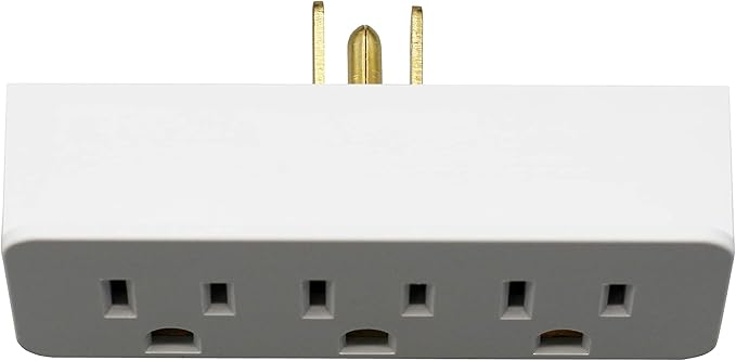 Projectpak 3 Outlet Grounded Wall Adapter - Splitter Extends 1 Outlet to 3 with Phone Securing Lip, Perfect for Travel | Pack of 3