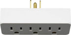 Projectpak 3 Outlet Grounded Wall Adapter - Splitter Extends 1 Outlet to 3 with Phone Securing Lip, Perfect for Travel | Pack of 3