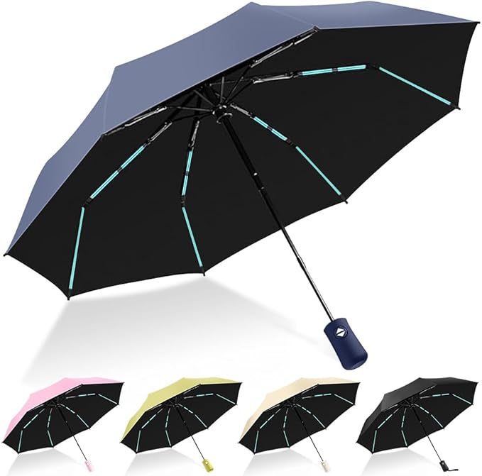 YINBAOGE Compact Travel Umbrella, Automatic Folding Windproof 8 Ribs, Lightweight Small Portable Parasol for Rain & Sun with UV Protection, Fits Car, Backpack, Purse, Men & Women