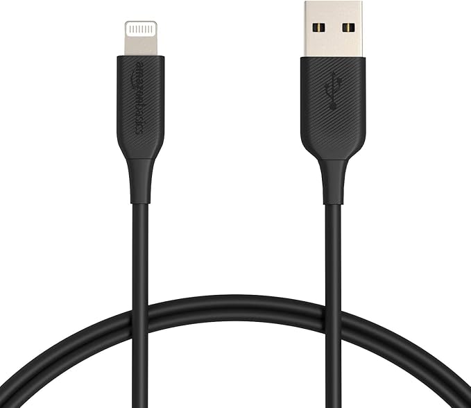 Amazon Basics 2-Pack Apple MFi Certified USB-A to Lightning Charging Cable for iPhone 14 13 12 11 X Xs Pro, Pro Max, Plus, iPad, 3 Foot, Black