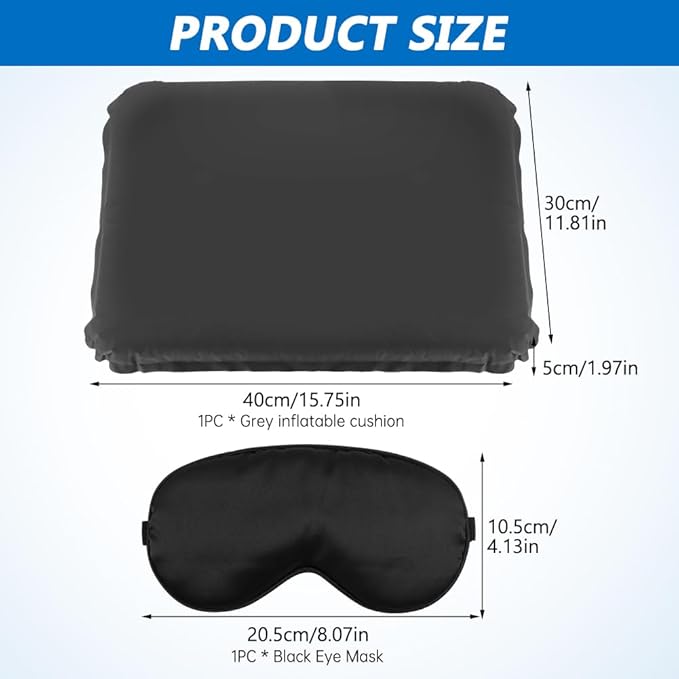 Portable Self-Inflating Seat Cushion, Portable Travel Cushion Airplane Seat, Memory Foam Sitting Pad for Travel Airplane Car Bleachers Backpacking Office(Grey)