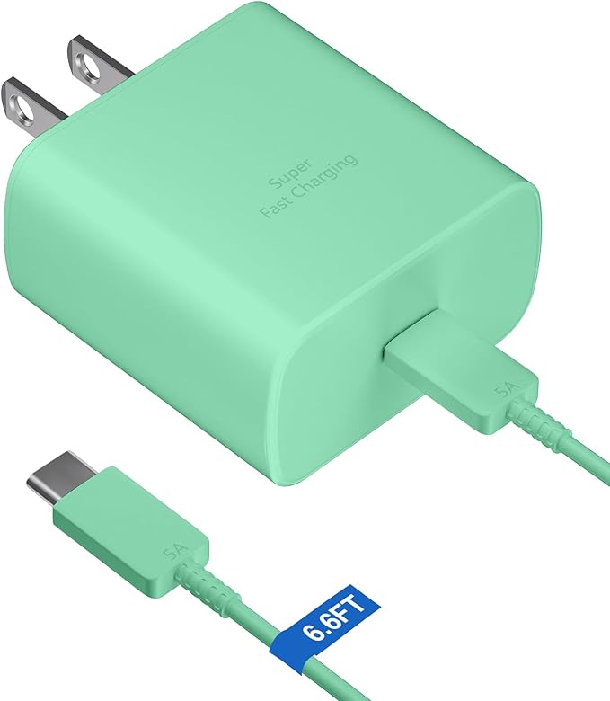 45W Super Fast Charger USB Type C Charger Cord 6.6FT with Android Phone Charger Fast Charging Block for Samsung Galaxy S26/S26 Ultra/S26+/S25/S25 Ultra/S25+/S24/S23/S22/S20/S21/Note 20/Note 10, Green