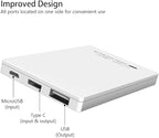 Dual USB Output Super Slim Power Bank Ultra Thin, 3000mAh Portable Charger Mini External Phone Battery Pack Small Dual Outlet, Emergency Phone Power Backup (White)