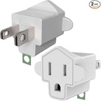 2 Pack ETL Listed 3 Prong to 2 Prong Adapter, JACKYLED Polarized Grounding Converter 3-Prong Adapter Converter Fireproof Material 392℉ Resistant Heavy Duty for Wall Outlets, Electrical, Household