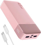 JUOVI J2621 Power Bank Portable Charger 20000mAh 45W, PD3.0 QC 4.0 Fast Charging Battery Pack with LED Display,2 USB-C,2 USB-A for iPhone 15 16, MacBook