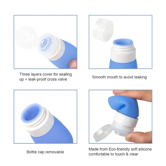 Tvoip 5Pcs 38ml /1.28oz Silicone Refillable Bottle Portable Mini Traveler Packing Bottle Press Bottle(Random Color)