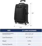 Travelpro Maxlite 5 Softside Expandable Luggage with 4 Spinner Wheels, Lightweight Suitcase, Men and Women, Black, Carry-on 21-Inch