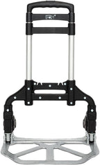 Aluminum Folding Hand Trucks, Foldable Roller Shopping Trolley Collapsible 2 Wheel Trolley Expandable Large Chassis Foldable intoBackpack for Moving Travel Shopping Airport Office,Black
