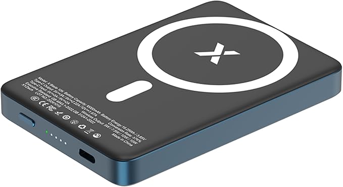 X Blade 10K Slim Magnetic Power Bank - 10000 mAh - MagSafe Portable Charger for iPhone and Samsung, Wireless Fast Charging USB-C PD 20W, Ultra Thin Metal Design, Metallic Blue