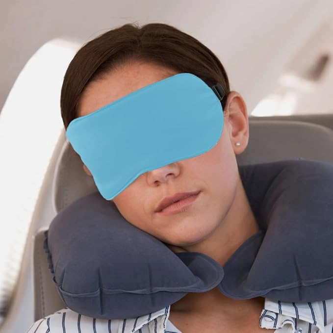 2 PCS Blue Silk Sleep Mask - Eye Masks for Sleep, Blindfold Travel Eye Mask - Shade Cover for Sleeping - Men & Women