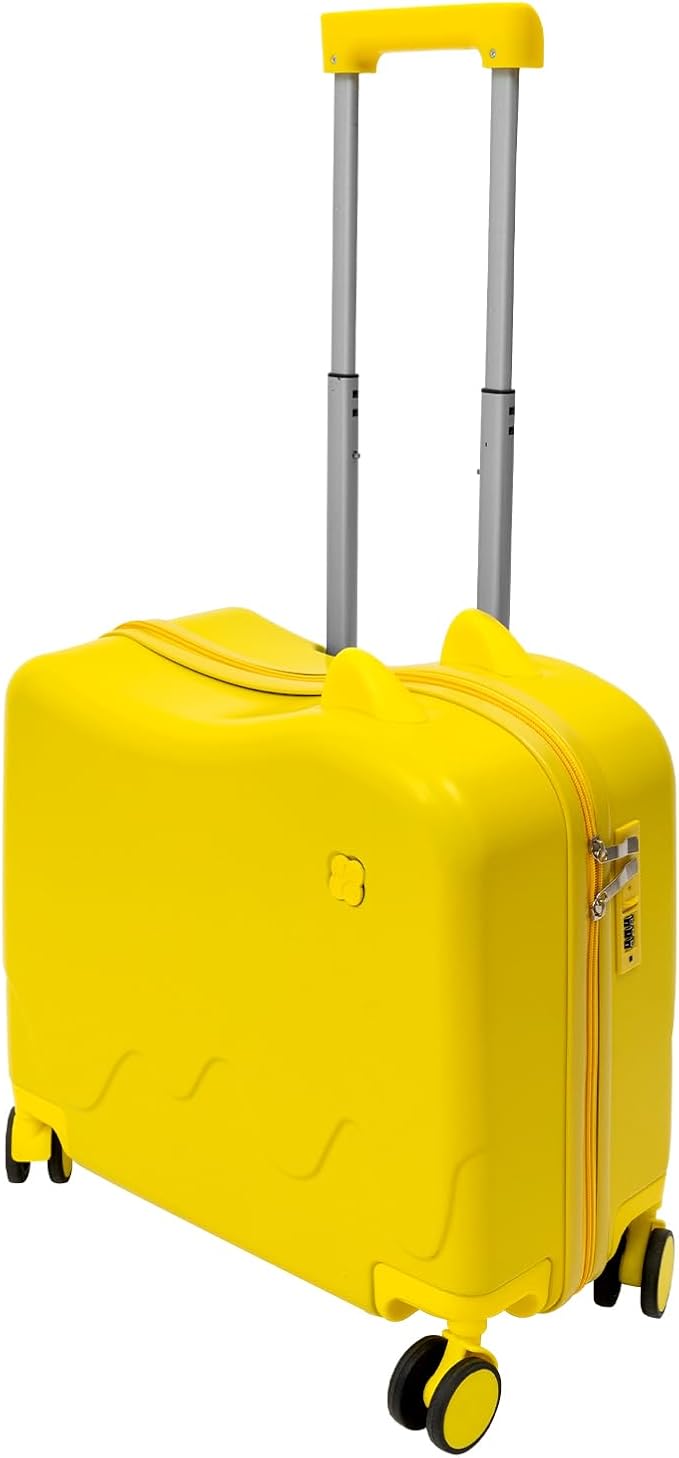 18" Kids Ride-On Suitcase,Children's Carry On Luggage Case,Rolling Luggage With Lock,Travel Trolley Case for Short Trips,School Trips,Outings (Lemon yellow)