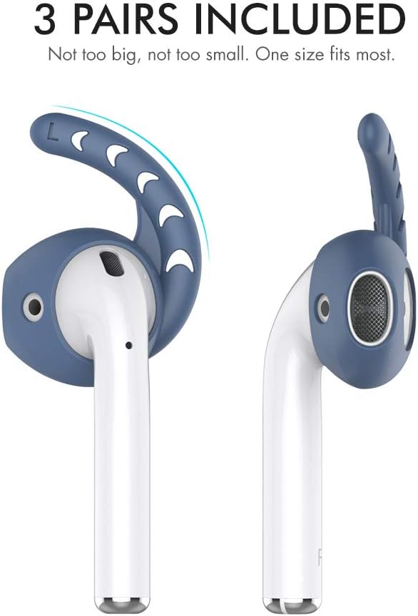 AhaStyle 3 Pairs AirPods Ear Hooks Cover Silicone Accessories Compatible with Apple AirPods and EarPods Headphones(Navy Blue)