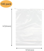 100 Pack 10x14 inch Transparent Shoe Bags for Travel Clear Shoes Storage Organizers Pouch with Cotton Draw Strings Shoe Dust Bags
