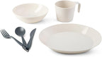 GSI Outdoors Cascadian Table Set I 6-Piece Camping, Backpacking Mess Kit, Plastic BPA Free, Plate, Bowl, Mug, Cup & Cutlery Set