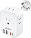LENCENT South Africa Plug Adapter, Type M Adapter For South Africa with 4 American Outlets, 4 USB Ports(2 USB C), Type M Plug Converter for US to Bhutan Botswana Namibia Lesotho Nepal Sri Lanka
