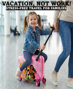 Fast Forward 2-in-1 Kids 18” Suitcase & Ride-On Luggage -Lightweight Tow-Along Toddler Luggage With Wheels (Princess)