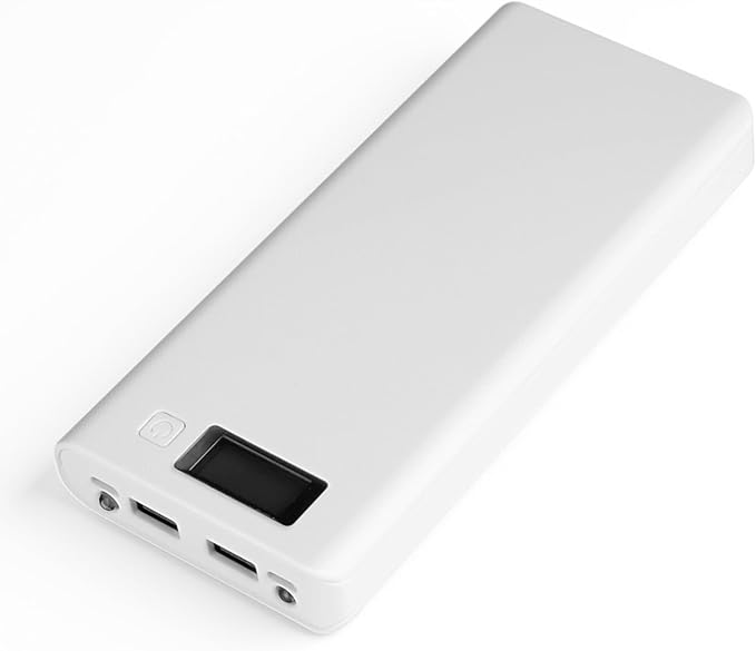 Portable 8x18650 Battery Power Bank Case, Dual USB Ports LCD Display, LED Indicator, for 3.7v Li ion Rechargeable Battery (White)