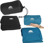 BlueHills Premium Soft Ultra Compact Travel Blanket Value Pack Set of 2 - Airplane Traveling Essentials Flight Blanket Throw in a Portable Bag Car Plane Travel Gift Black and Peacock T