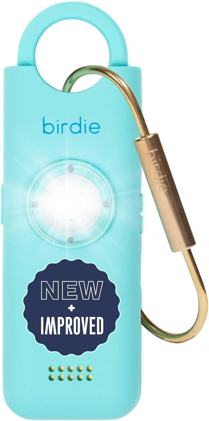 She’s Birdie 3.0 New Version – The Original Personal Safety Alarm for Women by Women–Loud Siren, Flash Light and Rechargeable Battery in a Variety of Colors (Aqua Blue)